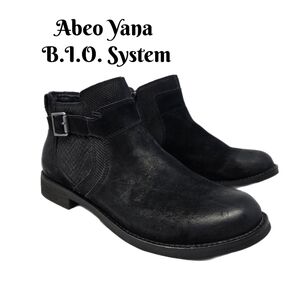 Abeo Yana B.I.O. System Black Nubuck Ankle Boots Sz 9.5N Distress Casual Comfort